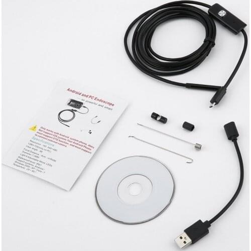 6 LED 5.5mm Lens Endoscope Waterproof Inspection Borescope for Android Focus Camera Lens USB Cable Waterproof Endoscope