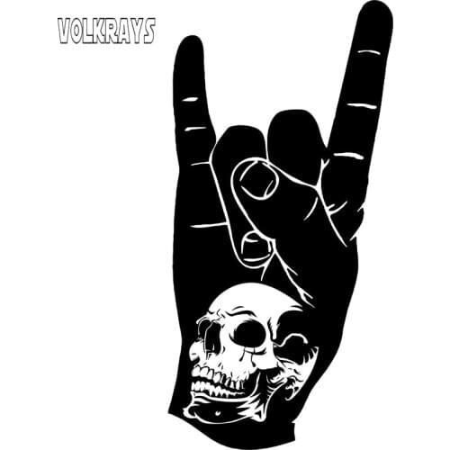Volkrays Personality Car Sticker Skull Hand Rock N Roll Accessories PVC Decal for Turkish Mitsubishi Asx Lada Kalina ,19cm*9cm