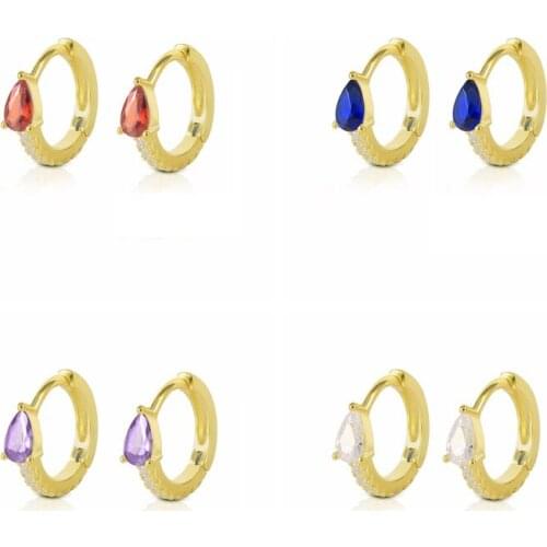 CANNER Hoop Earings Brincos 2021 S925 Silver Water Drop CZ Crystal Ear rings For Women Teens Jewelry Accesorios pendientes mujer