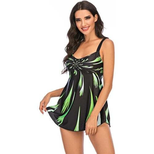 2021 New Bikini Fireworks Gradient Printing Skirt Large Split Swimsuit for Women Sexy One Piece Swim Suits