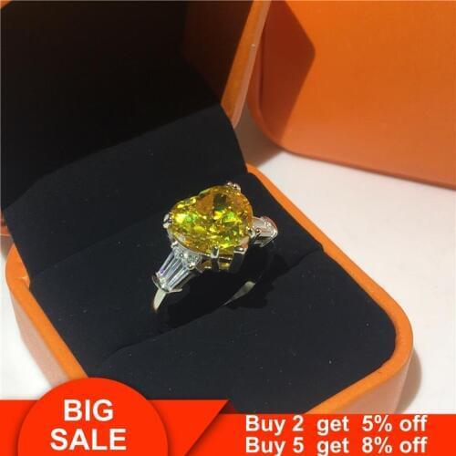 Heart Love ring Real 925 Sterling silver 5ct AAAAA cz Birthstone Engagement Wedding Band Rings for women Fashion Party Jewelry