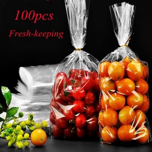 100pcs 36-hole Transparent Fruit Fresh-keeping Bag Perforated Breathable Grape Tomato Packaging Bag Fruit Shop Packing Bag