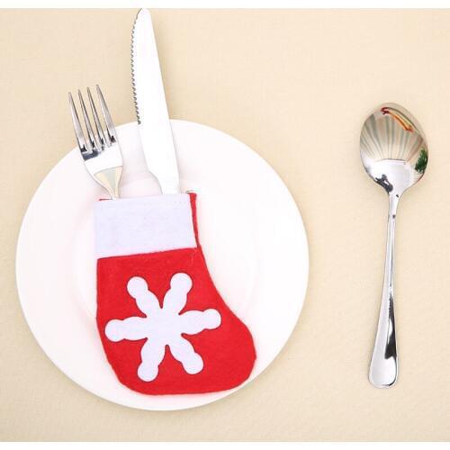 12Pcs New Year Chirstmas Tableware Holder Knife Fork Stocking Cover 2018 Navidad Natal Christmas Decorations for Home