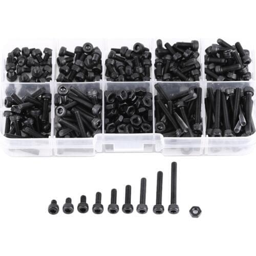 280Pcs Steel Screw Set M3 Hex Bolt Screw Nut Metric Machine Bolts And Nut Repair Tool