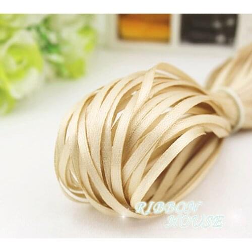 40 meters/lot) 1/8" (3mm) Champagne Webbing Decoration Ribbon Single Face Satin Ribbon Gift Christmas Ribbons
