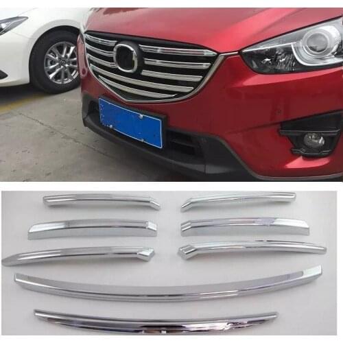 CAR STYLING CHROMIUM STYLING EXTERIOR AUTO GRILL GRILLS COVER STICKERS FIT FOR MAZDA CX-5 CX5 2015 2016 COVERS