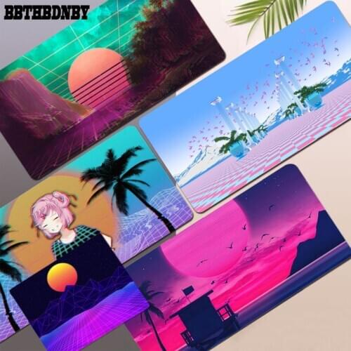 BBTHBDNBY In Stocked Retrowave Vaporwave DIY Design Pattern Game mousepad Rubber PC Computer Gaming mousepad