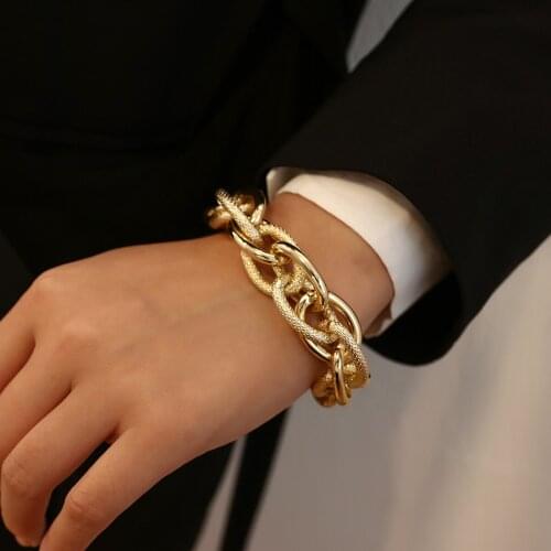 ALLYES Hip Hop Chunky Thick Chain Bracelets for Unisex Fashion Simple Matte Chains Bracelet Bangle Party Exaggerated Jewelry