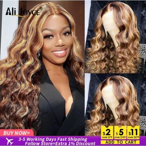 Highlight Wig Brazilian Body Wave Wig 13×4 Lace Front Human Hair Wigs Honey Blonde Ombre Remy Hair Wig For Black Women Baby Hair