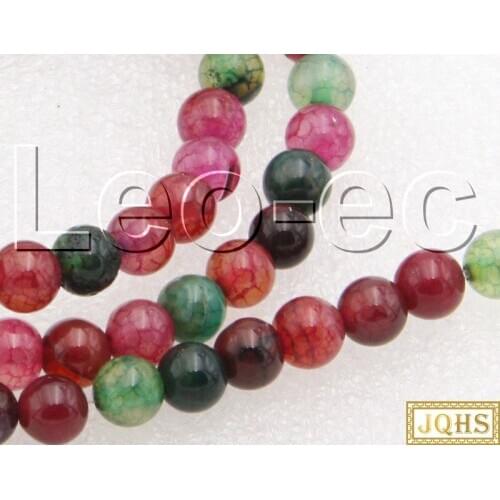 Natural 6mm 10mm ball round Crackle Agates Stone Beads for Jewelry Making 15" v1368