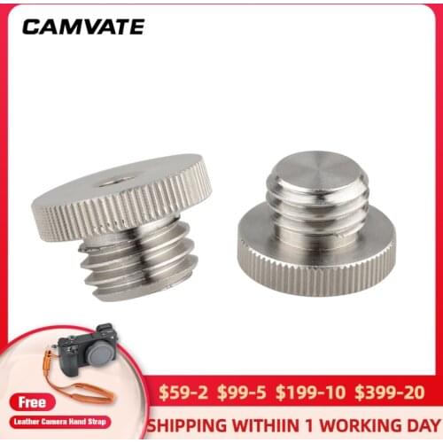 CAMVATE 2pcs Stainess Steel Fixing Screw 5/8"-11 male to 1/4"-20 female Threaded Screw Adapter For Tripod Laser Level Adapter 99
