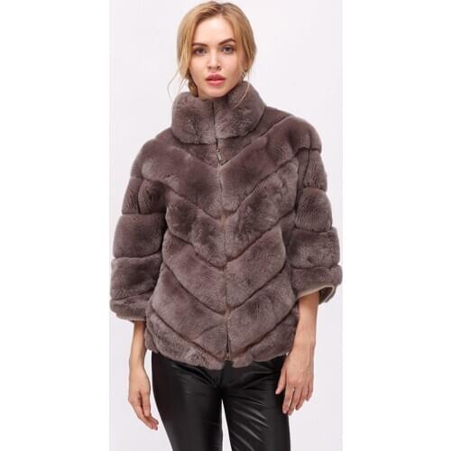 CNEGOVIK 2018 winter short rabbit fur real fur batwing coat short real fur coat womens Winter