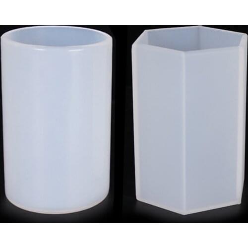 DIY Hexagonal Cylindrical Stereoscopic Handmade Silicone Mold For Dried Flower Insect Specimen Candle Concrete Pot Making Mould