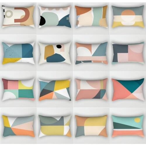 Nordic Geometric Cushion Living Room Decoration Sofa Waist Pillow Double-Sided Pattern Cushion Pillow Cover Rectangular Washable
