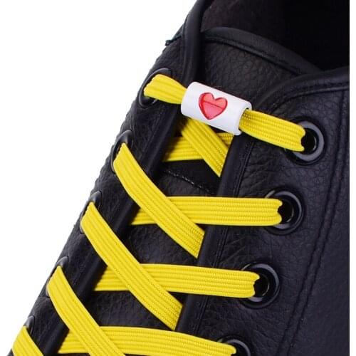 New Elastic Shoe Lace Flats No Tie Shoelaces Metal Love buckle Shoelace Kids Adult Unisex Shoelace Sneakers Shoe Laces Strings