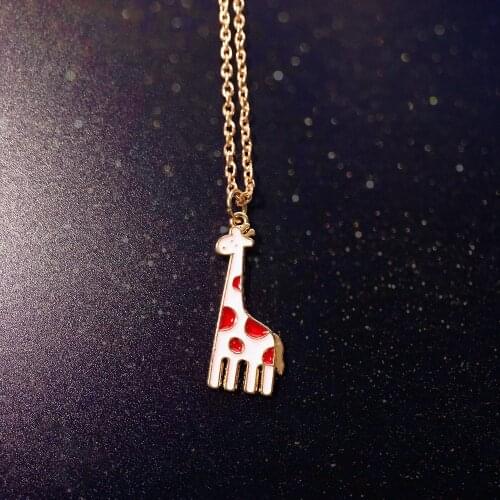Enamel Dripping oil animal Giraffe Necklace Chain Unique Pink Cute Pendant Jewelry Necklaces Gifts For Daughter 2021 Fashion