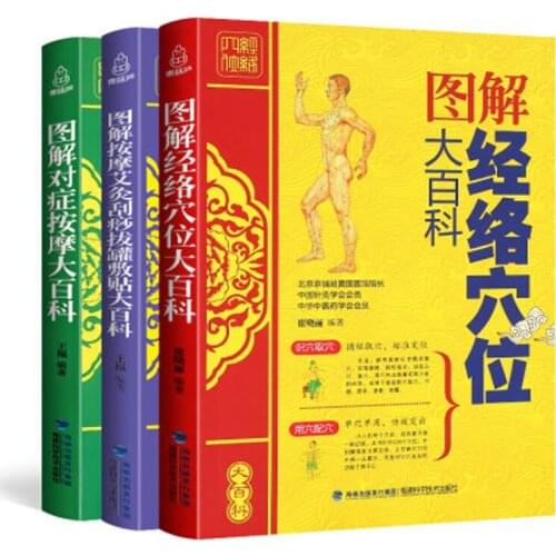 Graphic Meridian Points/Symptomatic Massage Book Moxibustion Scrapping and Cupping Application Encyclopedia TCM health books
