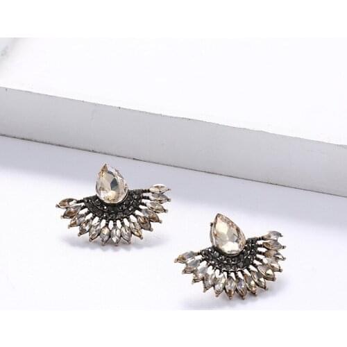 Ethnic Antique Earring Statement Colorful Rhinestone Stud Earrings for Women Bohemia Jewelry Bijoux