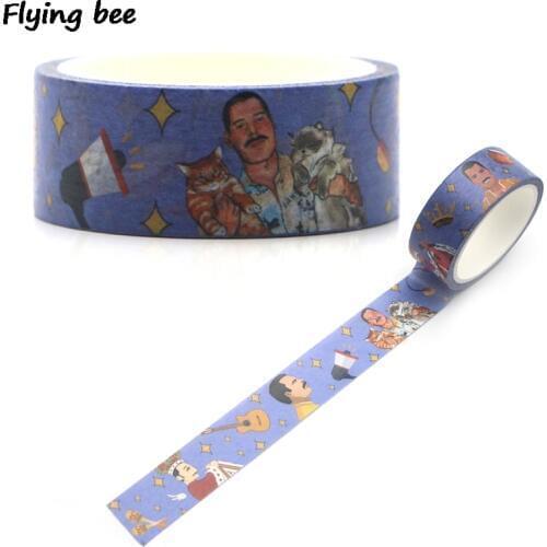 Flyingbee 15mmX5m Paper Washi Tape Singer Adhesive Tape DIY Scrapbooking Sticker Rock Punky Label Masking Tape X0321