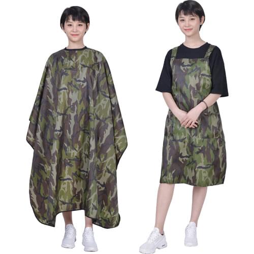 Personalized Waterproof Camouflage Hair Cape And Apron For Hairdressing Anti Static Barber Wrap Out Door Apron 2 Style To Choose