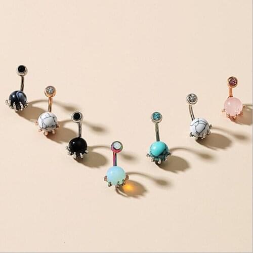 JINGLANG Belly Button Ring Pierced Skull Hand Catch Ball Belly Button Earrings Belly Button Pierced Sexy Body Jewelry