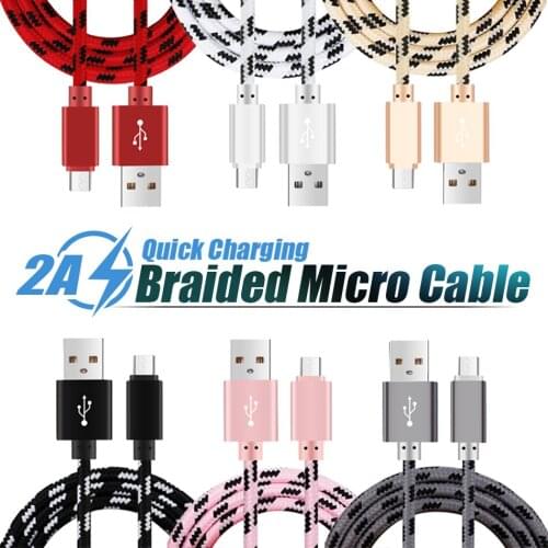 Nylon Braided Micro USB Cable Fast Charging Data Sync Cord For Samsung Xiaomi Huawei 0.25M 1M 2M 3M Android Cables 100pcs/lot