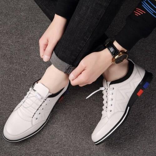Mens Shoes Genuine Leather Men Elevator Shoes Fashion Men Comfortable Casual Leather Mens Breathable Shoes Black Sneakers New
