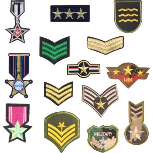 Personality Military Rank Patch Sticker Iron on Clothes DIY Medal Heat Transfer Applique Embroidered Cloth Fabric Patches Badge