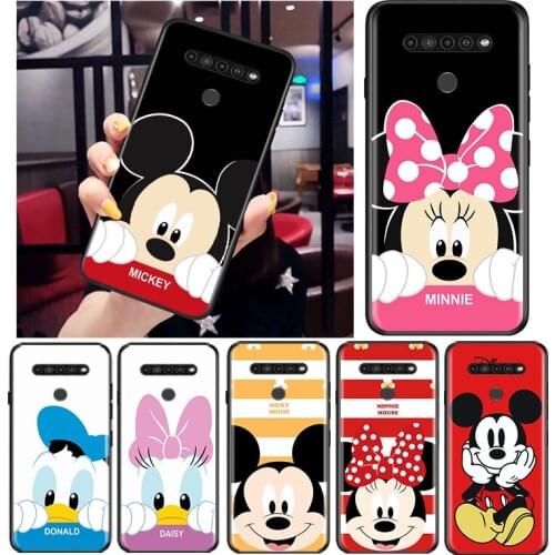 Cute couple Disney Mickey for LG G8 G8S G8X V30 V35 V40 V50 V60 ThinQ Q60 K40 K50 K30 K41 K51 K61 K71 K92 Black Phone Case