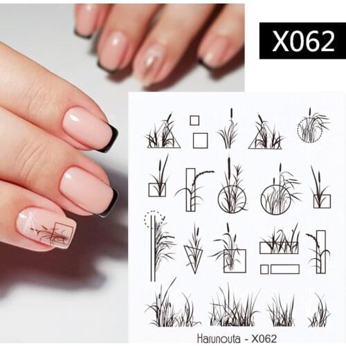 Harunouta Spring Simple Green Theme Water Decal Sticker Flower Leaf Tree Summer DIY Slider For Manicuring Nail Art Watermarks