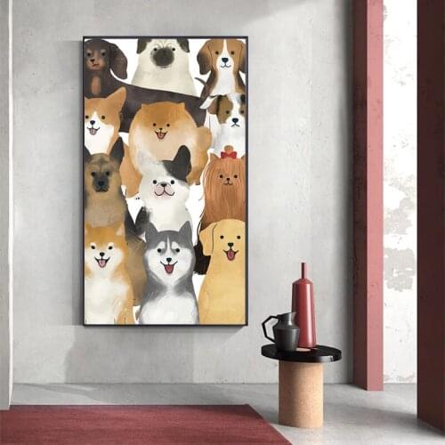 Dog Wall Art Canvas Prints Funny Dog Painting Wall Picture Home Bathroom Decor Dogs Lover Gift No Frame