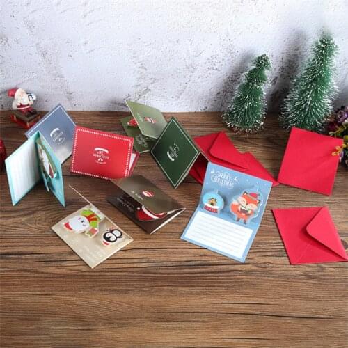 Creative Christmas Three-dimensional Greeting Cards Cute Elk Snowman New Year Message Card Postcards Best Blessing Greeting Card