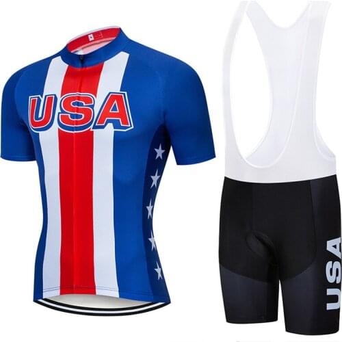 2022 New i2022 Team USA Cycling Jersey Set MTB Bike Wear Shorts Suit Ropa Ciclismo Mens Summer Quick Dry Bicycle Clothing Maillo