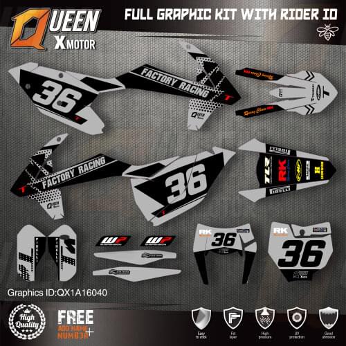 QUEEN X MOTOR Custom Team Graphics Decals Stickers Kit For KTM 2016 2017 2018 SX SXF , 2017 2018 2019 EXC XC-W EXC-F 040