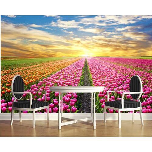 Custom natural scenery wallpaper,Sunrise and Flower,3D photo mural for living room bedroom wall PVC wallpaper