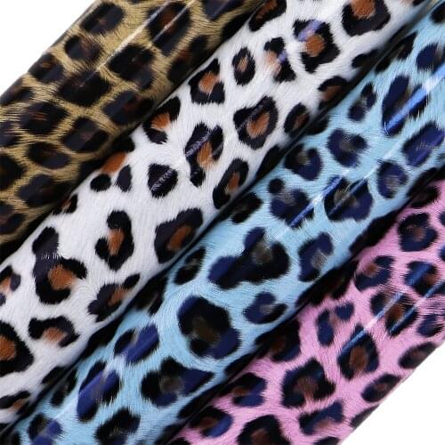 30x134cm Roll Mirror Thin Leopard Faux Synthetic Leather Fabric For Handbags Box DIY Home Decoration Honghuxing BH071