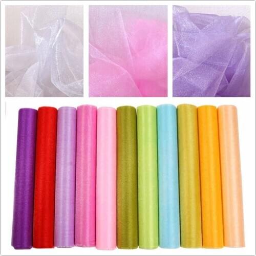 Tulle Roll 5/10m 48cm Sheer Crystal Organza Fabric for Wedding Party Decoration Organza Chair Sashes Baby Shower Wedding Decor