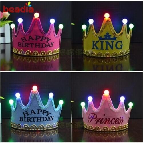 New Fashion 1 pcs Birthday Hats Crown Light-Up LED Flashing Caps Event Party Favors Gift For Birthay Party Decoration