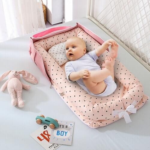 Folding Portable Baby Bed Baby Cot Bumper Portable Baby Nest Bed Multifunctional Travel Bed With Bumper Mattress For Baby Crib