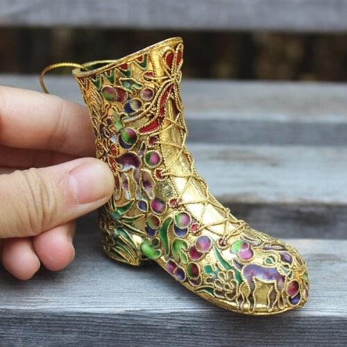 80s old goods Beijing Cloisonne gold filigree high heels ornaments Christmas tree ornaments foreign trade inventory