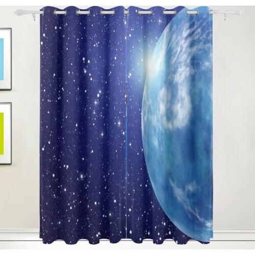 Moon Star 3D Galaxy Universe Blackout Curtains For Living Room Bedding Room Window Curtain Decor Drapes Cotinas