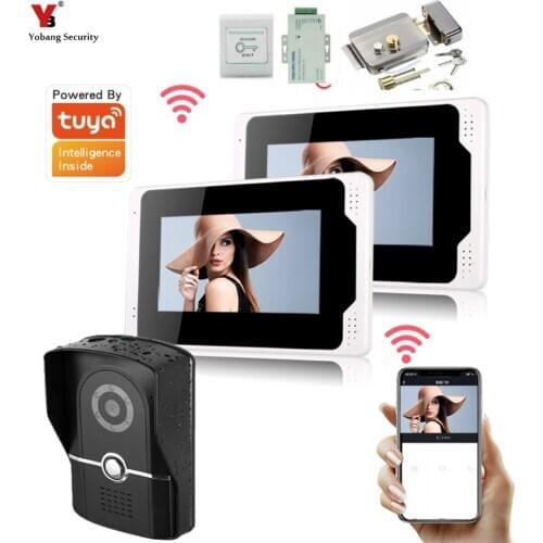 7 Inch Wireless Wifi Smart IP Video Doorbell Intercom System ,2xTouch Screen Monitor with 1x1080P Wired Door Phone Camera