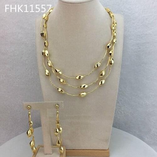 Yuminglai Fashion Jewelries Dubai High Quality Ladies Party Necklace and Earrrings Jewelry Sets for Women FHK11557