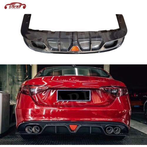 Carbon Fiber Rear Lip Diffuser Spoiler for Alfa Romeo Giulia Sedan 4 Door 2016 2017 With Lamp Bumper Guard