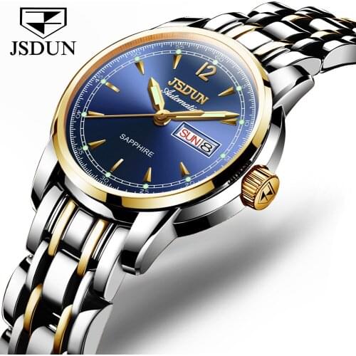 JSDUN Luxury Gold Mechanical Watch For Women Sapphire Crystal Automatic Watch Ladies Wristwatches Waterproof Relogio Feminino