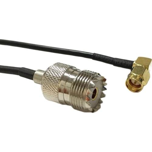1pc New UHF Female Jack SO239 To SMA Male Plug Right Angle Jumper cable RG174 20CM Adapter Wholesale Fast Ship