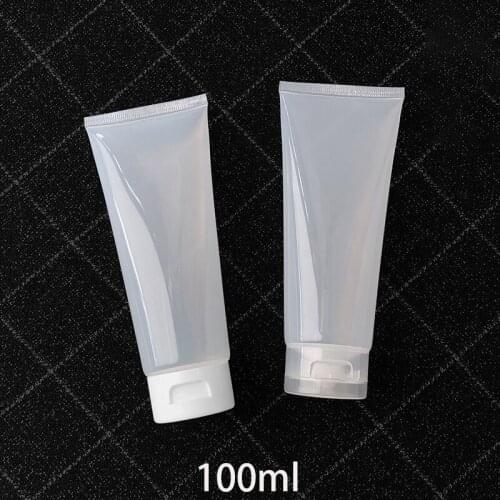 10pcs Empty 100g Cosmetic Squeeze Bottle 100ml Plastic Clear Tube Facial Cream Handmade Body Lotion Container Flip Cap 3.5oz