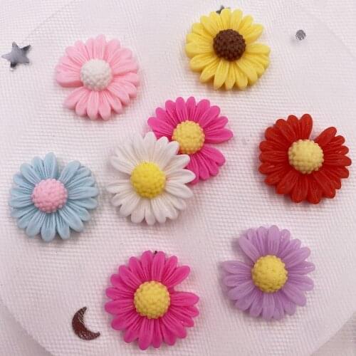20pcs Resin Gap Daisy Flower Flatback Cabochon Stone Wedding Applique DIY Scrapbook Craft Ornaments Accessories SH44