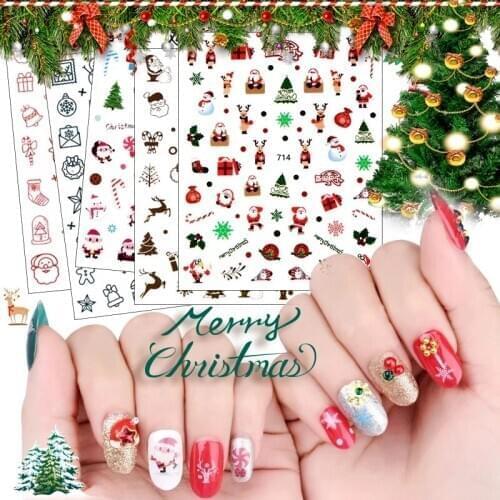 2020 New Year Nail Art Transfer Sticker Gold Silver DIY Christmas Stickers For Nails Winter Snowflake Nail Art Xmas Gift