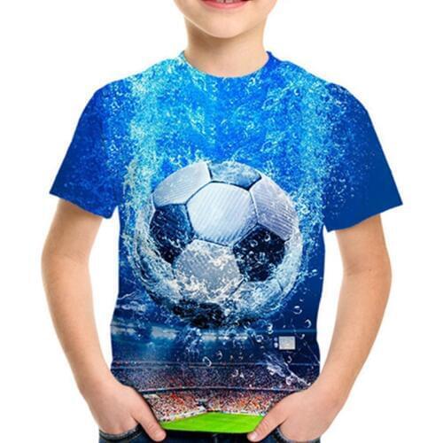4-12 Years Old 2020 Summer Children Fashion 3D T-shirt Boys Girls Cool Blue Water Football Bird Funny Print T shirt Kids Tshirts